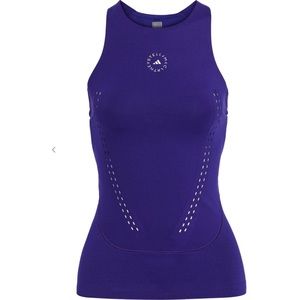 Stella McCartney Adidas Cutout perforated printed stretch TruePur Tank Purple